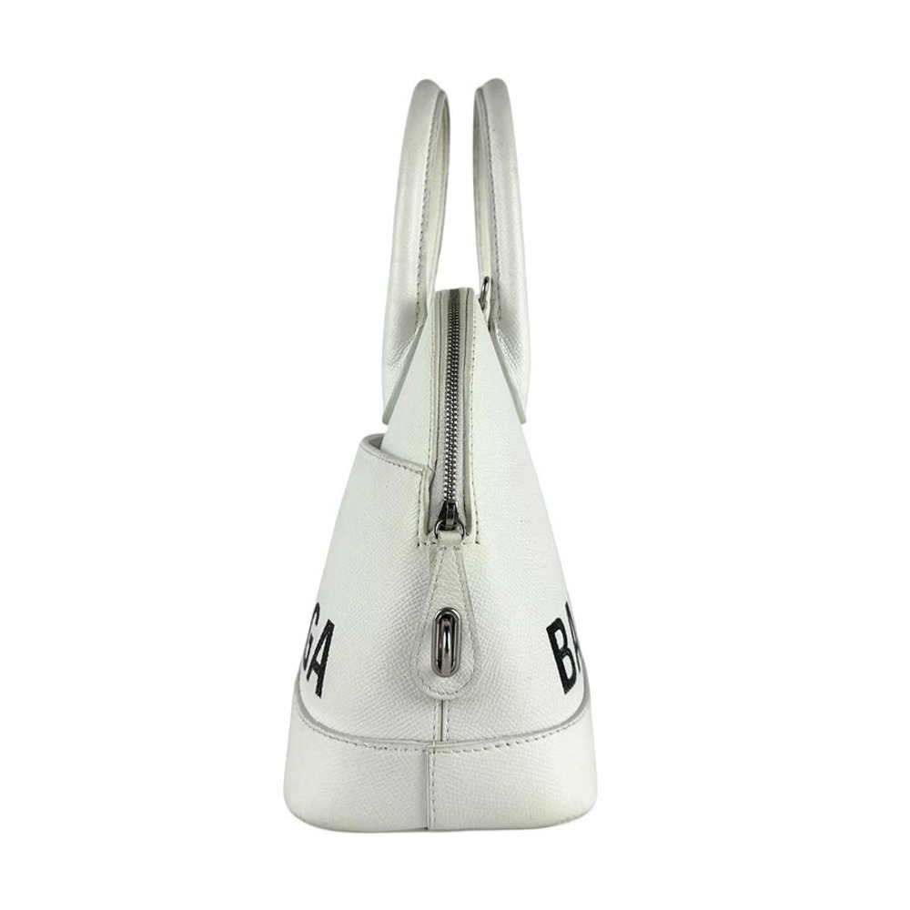 Balenciaga White Shoulder Leather 2way Top Silver Bag Handle White Silver